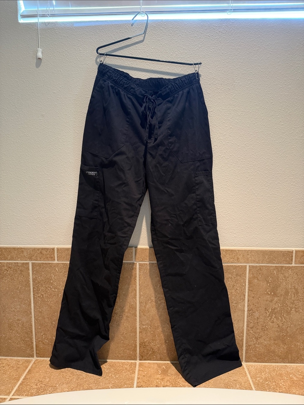 Cherokee Black Men's Cargo Drawstring Pants (Scrub pants)